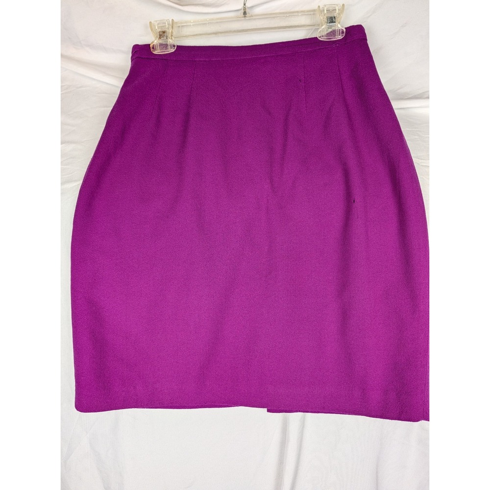 Tahari Vintage Magenta 100% Wool Pencil Skirt Made in USA Size 12 Purple - Picture 2 of 15